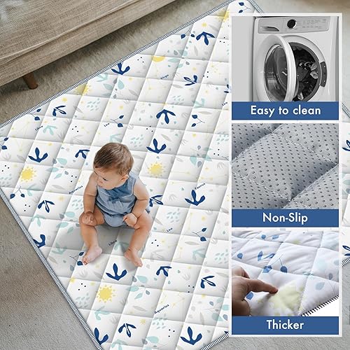 Miniatura 2 de Tapete de juego para bebé para suelo, tapete suave y grueso de 50 x 50 pulgadas, tapete de juego de una pieza para bebés y niños pequeños, tapete