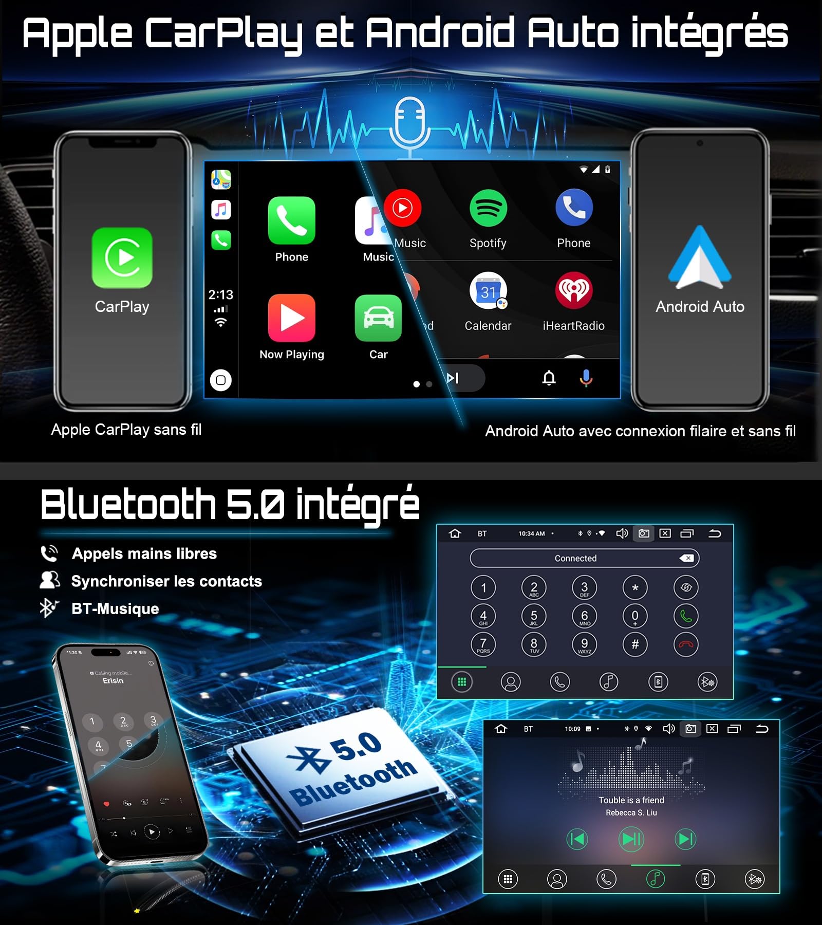 Erisin 8-Core 4GO RAM+64GO ROM Android 16 Autoradio pour Porsche Cayman/Boxster/718/911/981/997 7 Pouces Lecteur GPS Multimédia Stéréo DAB+ CarPlay Android Auto Bluetooth WiFi DSP TPMS OBD2 USB Canbus