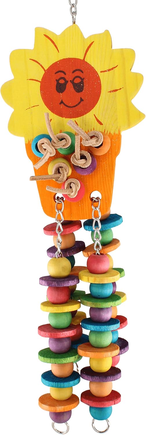 Bonka Bird Toys 3502 Medium Sunshine Chew Wood Hanging Pulling Parrot Quaker Parrotlet Macaw Cockato