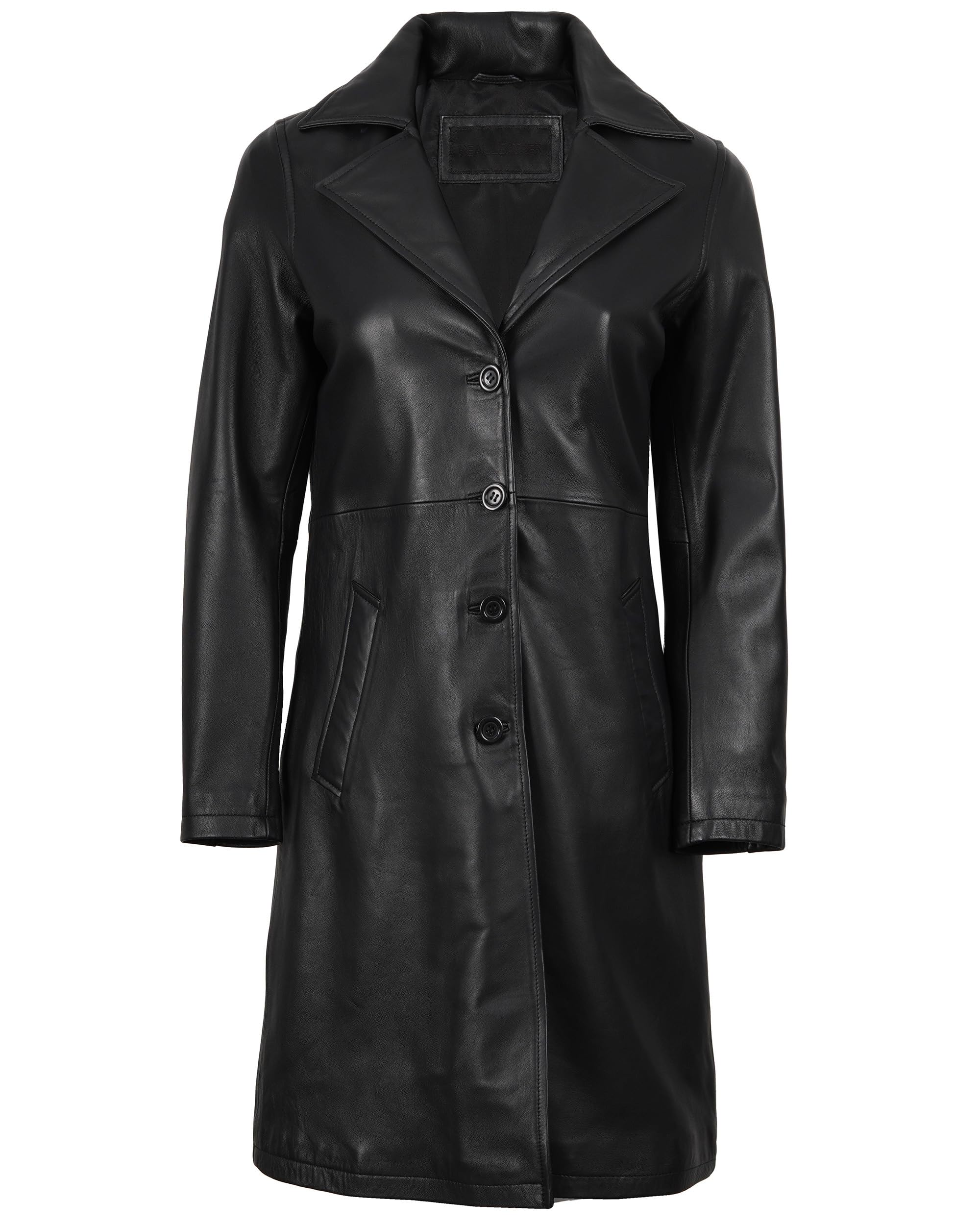 fjackets Stilvolle Lammfell-Automäntel für Damen – echte lange Lederjacke für Damen, lässiger Ledermantel
