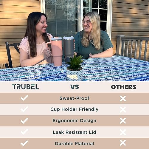 Miniatura 6 de Vaso de 40 onzas con asa y tapa con pajilla, vaso aislado, simple, reutilizable, de acero inoxidable, taza de café moderna de viaje, apta para