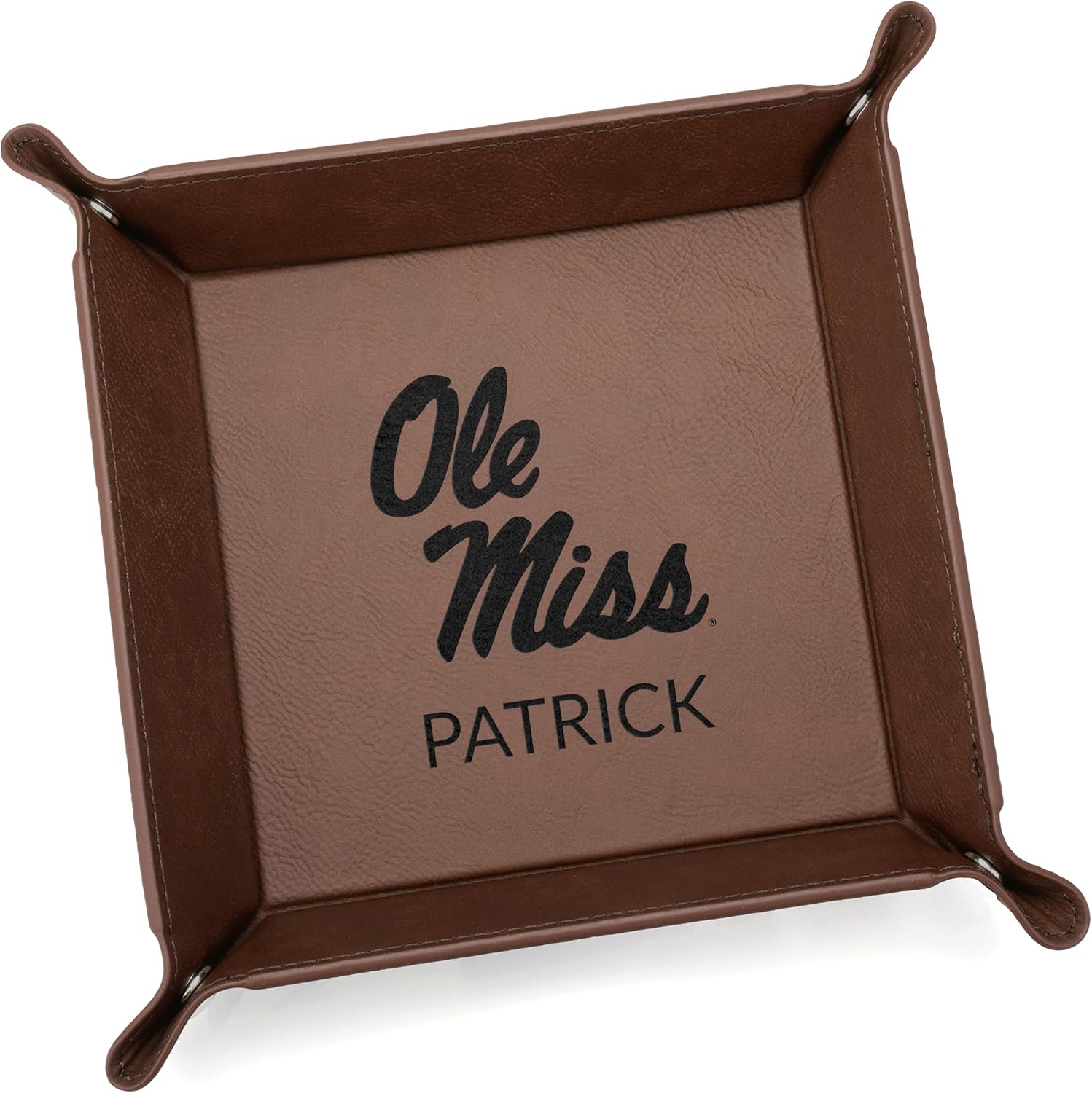 Lifetime Creations Personalized Ole Miss Valet Tray (Dark Brown) - Officially Licensed Ole Miss Gifts for Men, Ole Miss Football Fan Graduation Gift, Merchandise