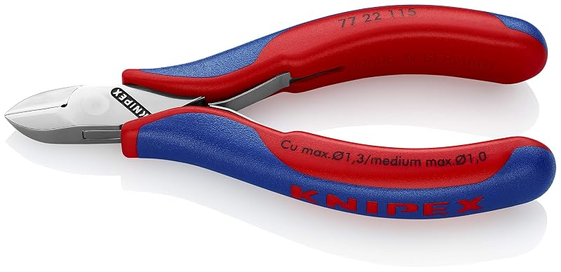 Alicate de Corte Diagonal para Eletrônica KNIPEX 77 22 115 com Empunhadura Confortável