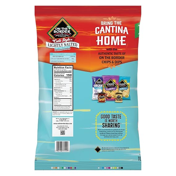 ON THE BORDER Cafe Style Lightly Salted Tortilla Chips 11 oz. Bag (Pack of 3)