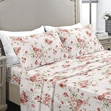 YIYEA Full Sheet Set, Luxury 1800TC Hotel Quality Double Brushed Floral Microfiber Bed Sheets for Full Size Bed, Extra Soft, Deep Pocket, Shrinkage and Fade Resistant, 4PC Full