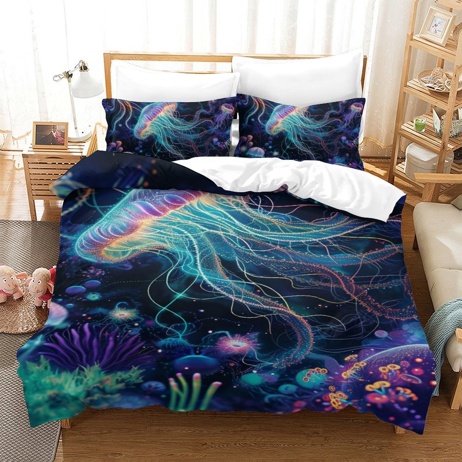 Housse de couette méduse 140x200 résolvant le problème de couette qui glisse