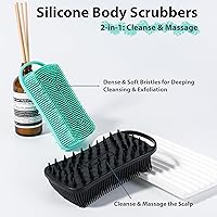 Vista 2 de 2 piezas de cepillo corporal de silicona, cepillo de baño y ducha exfoliante 2 en 1, esponja de loofah de silicona suave para piel sensible