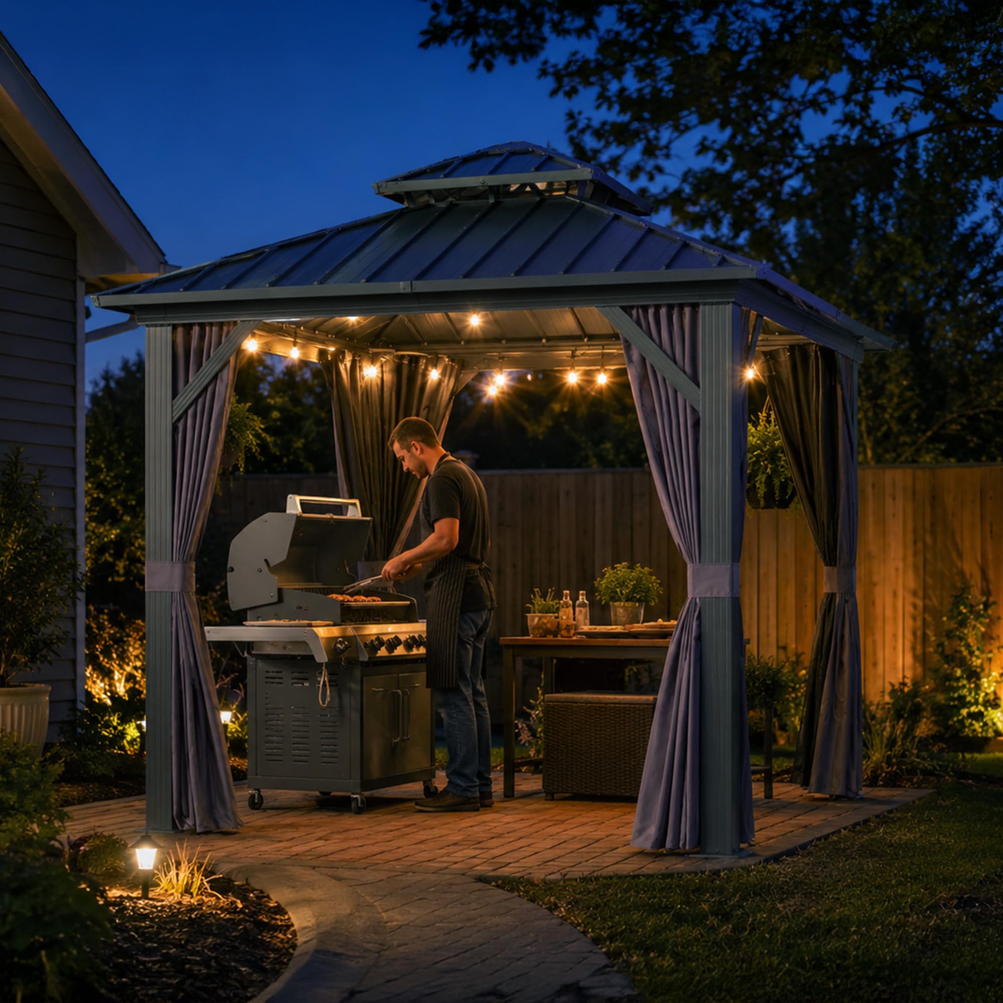 Amazon.com : PURPLE LEAF 8'x8' Hardtop Gazebo with Lights All