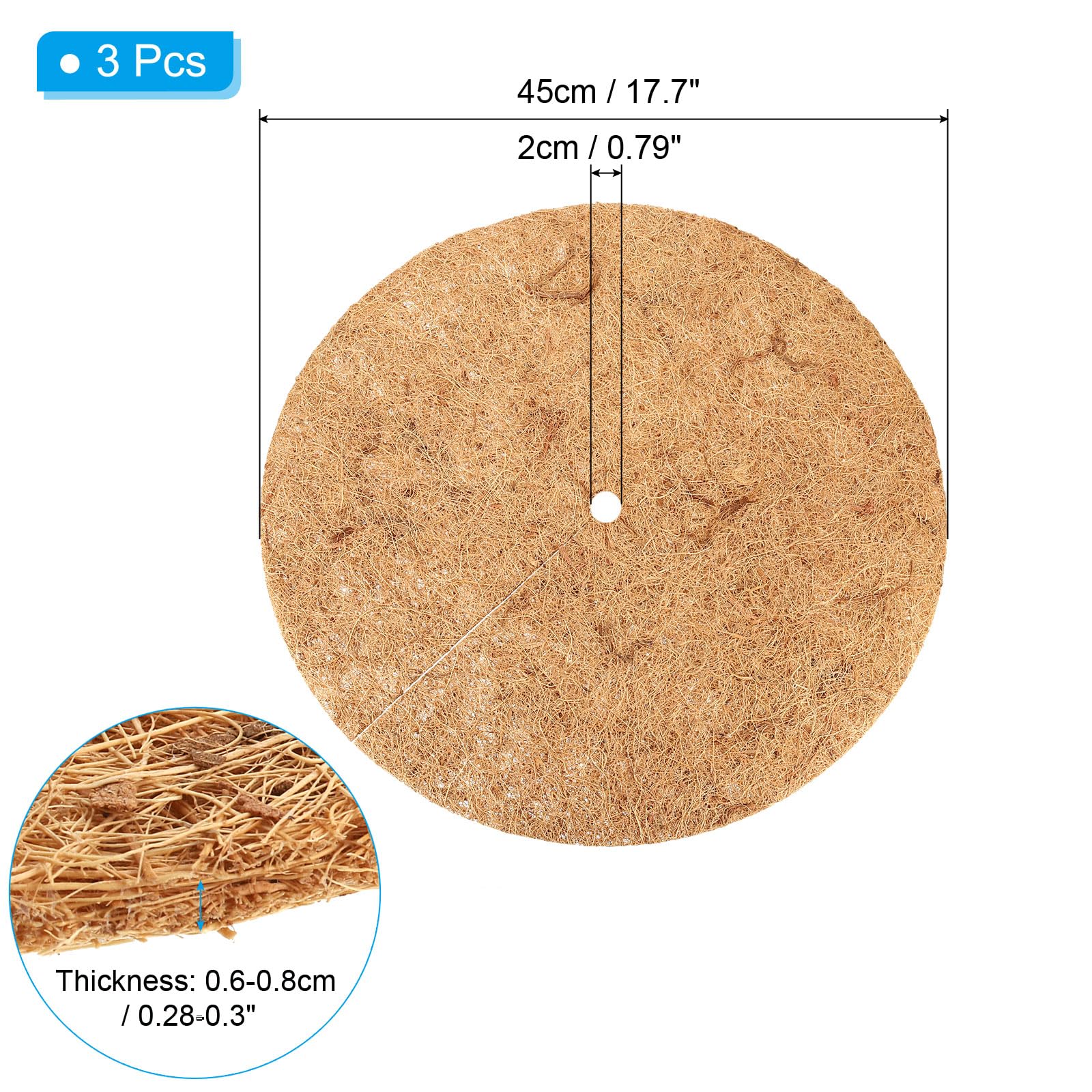 PATIKIL 18 Inch Coconut Fibers Mulch Ring, 3Pcs Coco Coir Tree Protector Mats Tree Disc Plant Cover Protection for Garden Landscaping - Image 2