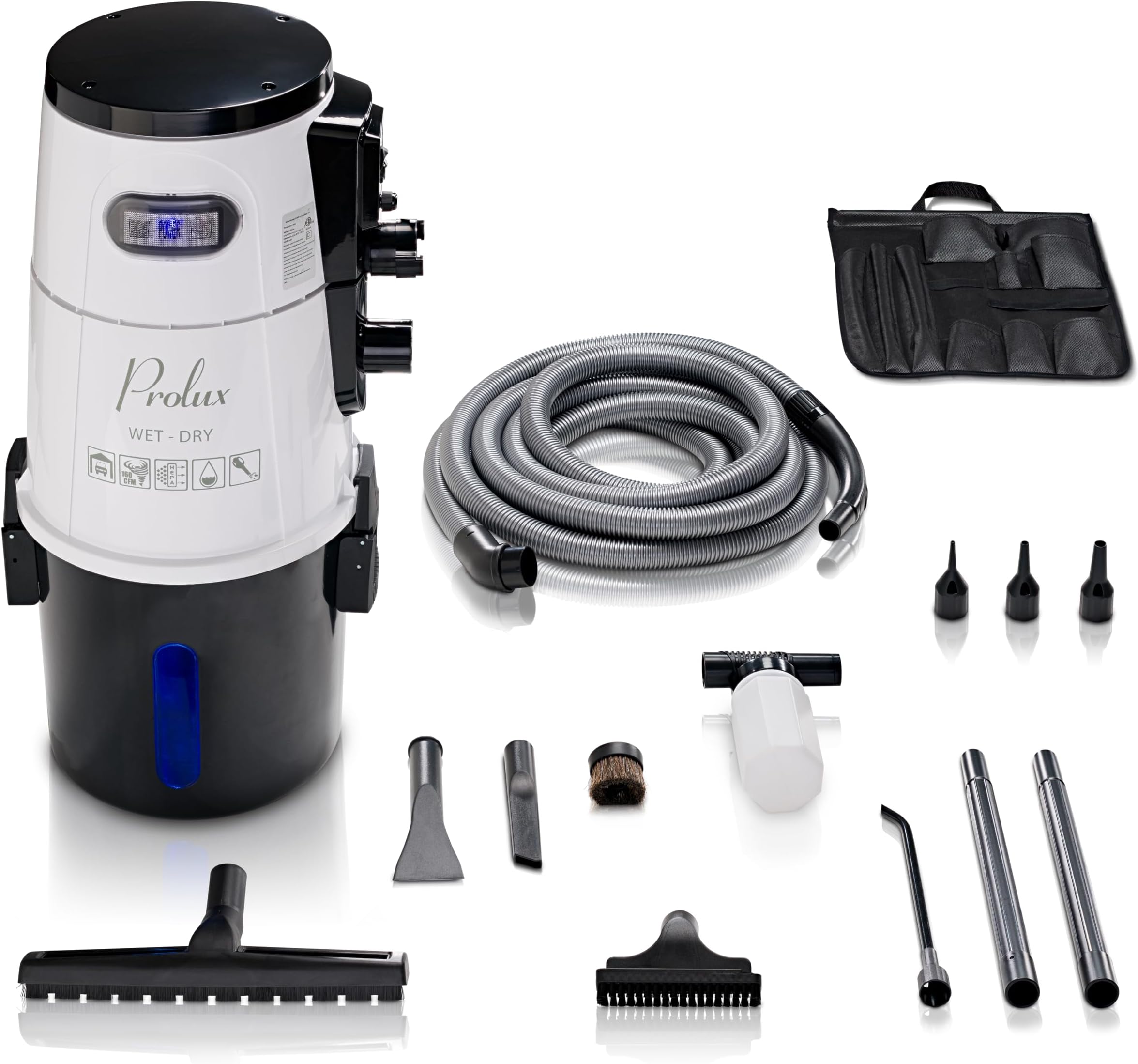 VacuMaid GV30PRO Wandvakuum Für Garage & Auto – 9,2 M Schlauch, 7 Gallonen, HEPA-Filter, Ametek Motor
