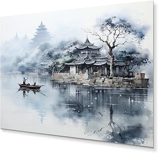 DesignQ Vietnam Metal wall art decor, Vietnam Metal wall art, Perfume River Landscape Hue, Vietnam, Extra large Traditional Metal wall art, 20x12 inches