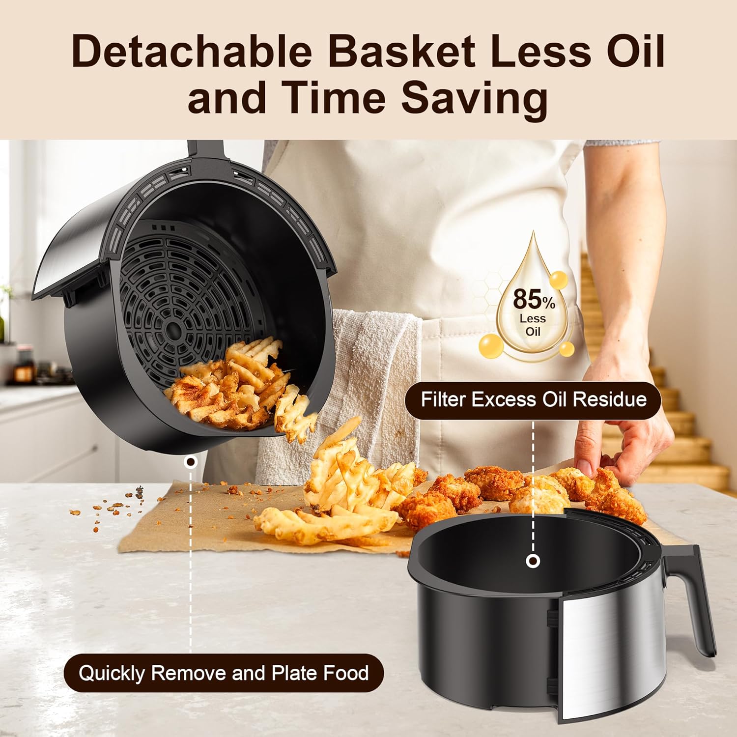 Friggitrice ad Aria 8 Litri, Askyors Air Fryer XXL con 8 Programmi, 1700W Friggitrice Senza Olio per 6-10 Persone, Friggitrice con Controllo Touch, Temperatura Regolabili da 80 a 200ºC, 32 Ricette Friggitrice ad Aria 8 Litri, Askyors Air Fryer XXL con 8 Programmi, 1700W Friggitrice Senza Olio per 6-10 Persone, Friggitrice con Controllo Touch, Temperatura Regolabili da 80 a 200ºC, 32 Ricette