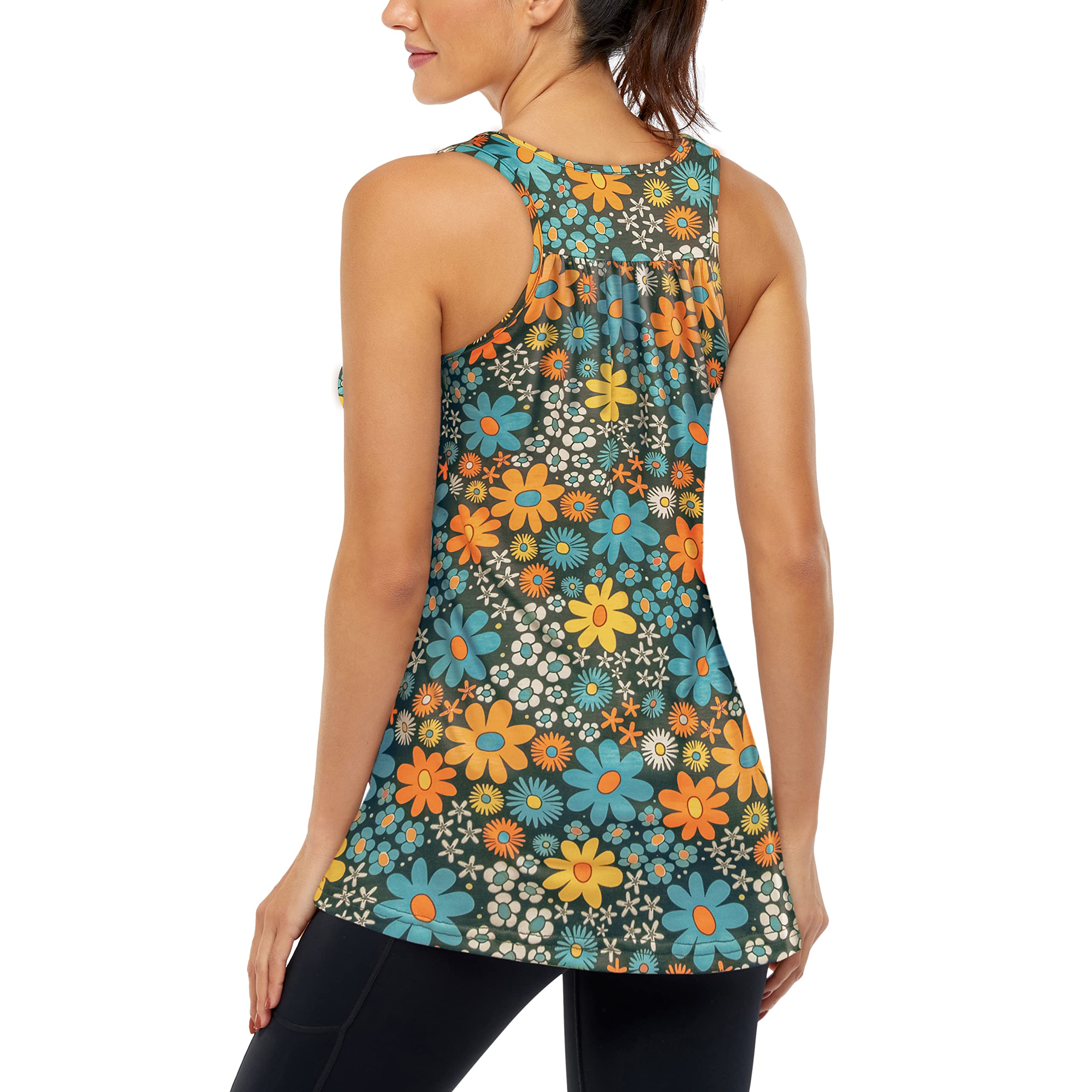 Cestyle Camiseta sin mangas para mujer con brasier integrado, espalda cruzada, yoga, entrenamiento, deportes, ropa deportiva