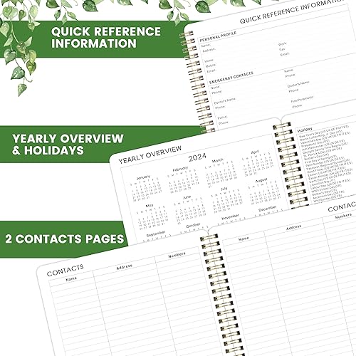 Miniatura 5 de Agenda 2024-2025  Agenda académica 2024-2025, julio 2024  junio 2025, agenda semanal y mensual en espiral con pestañas, 8 x 10 pulgadas, plantas