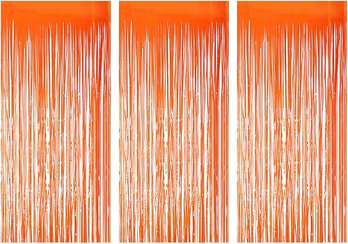 TUPARKA 3 cortinas de papel de aluminio para telón de fondo de fotos, cortinas brillantes para decoración de fiesta de casa embrujada de Halloween,