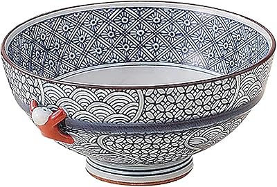 浜陶 波佐見焼 高山陶器 飯碗 小 地紋織り 211164, ブルー