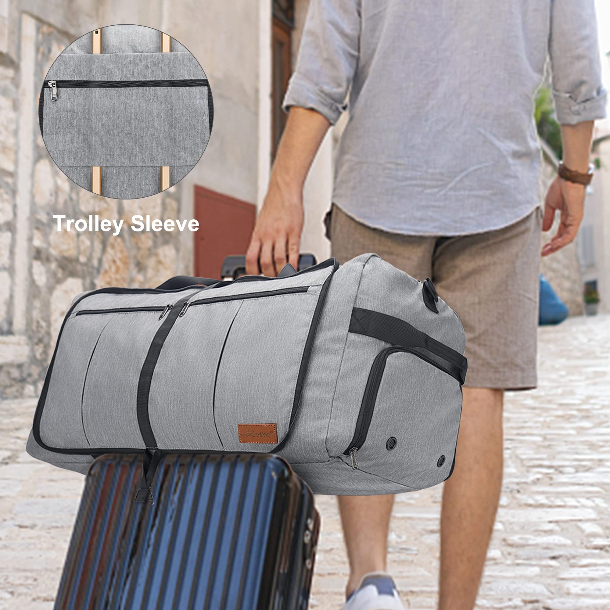 Upeelife Borsone da Viaggio, 125L Borsa da Viaggio Pieghevole Uomo Donna, Borsone Palestra Sportivo Impermeabile con Scomparto per Scarpe e Tasca Bagnata