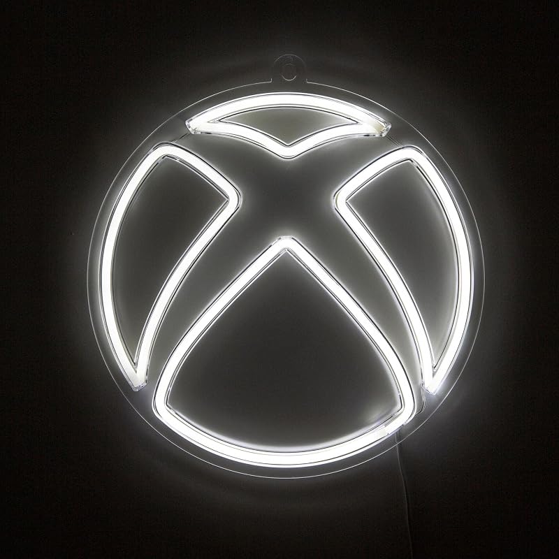 Letrero luminoso de pared de neón blanco LED con logotipo de Xbox alimentado por USB | Obra de arte decorativa lista para colgar | 10 pulgadas de alto