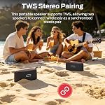 Haut-parleur Bluetooth portable, haut-parleurs sans fil vrai, 30W Le son de Stéréo, IPX6 Haut-parleur étanche,17 Heures de lecture, Bluetooth 5.4 TWS Paire, Haut-parleurs extérieurs avec poignée pour la fête, Voyage, Cadeaux