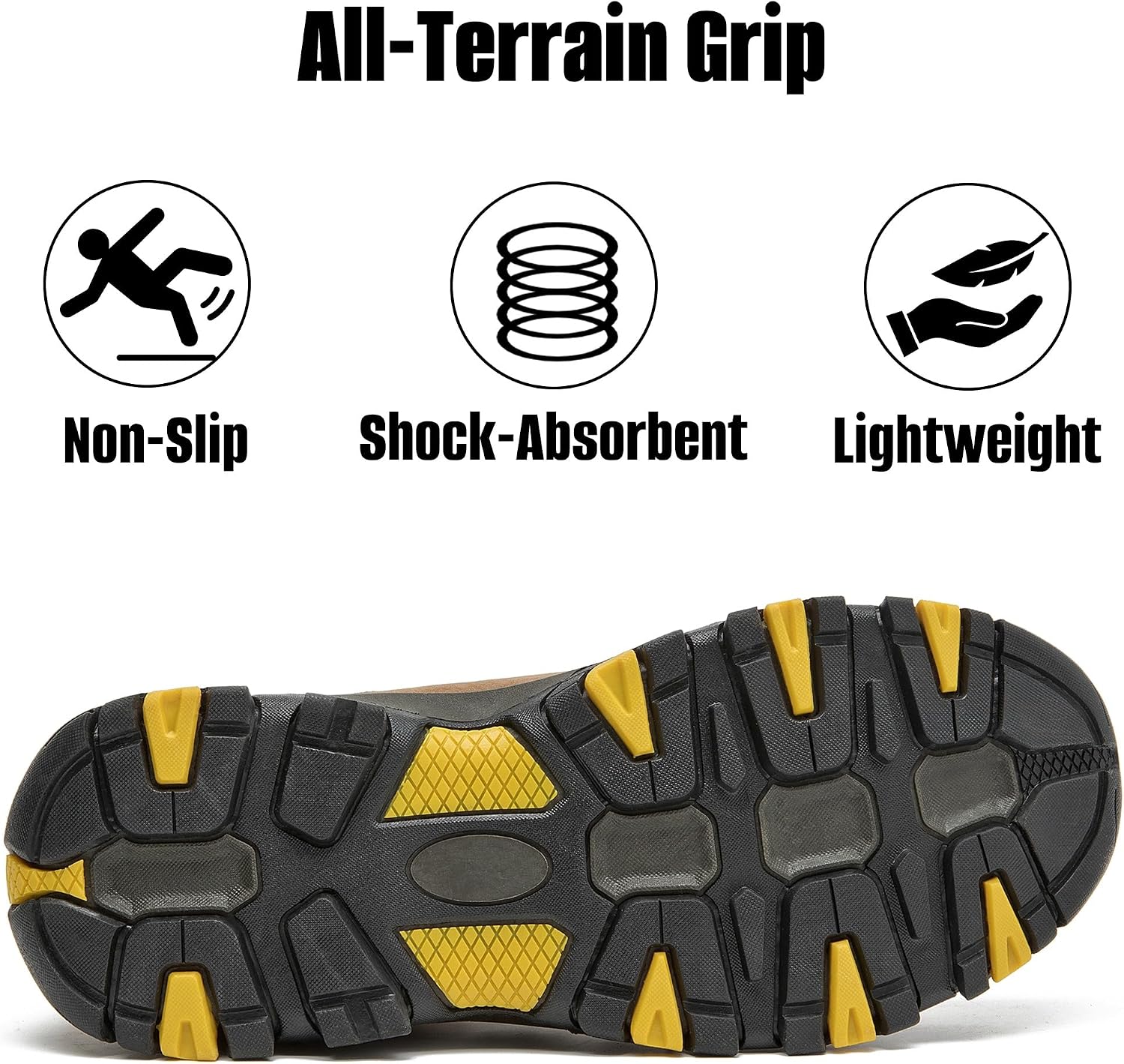 Men's Waterproof Hiking Shoes Lightweight Non-Slip Trekking Trails Shoes Breathable Comfortable Outdoor Walking Work Sneakers