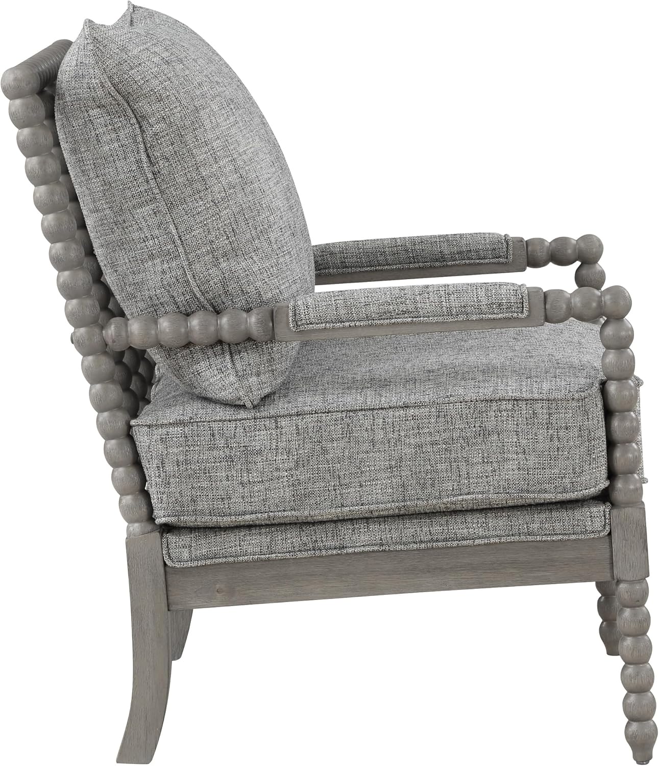 OSP Home Furnishings Abbott Spindle Accent Chair with Padded Spring Seat and Brushed Grey Base, Graphite Fabric