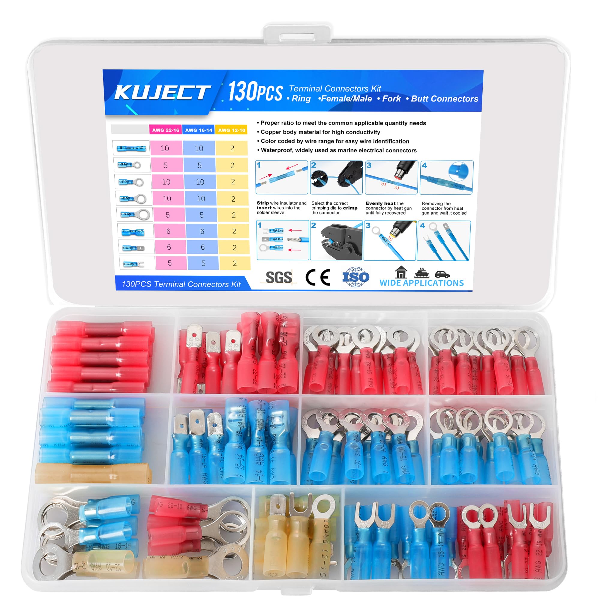 Kuject Heat Shrink Wire Connectors - Waterproof Terminals -17