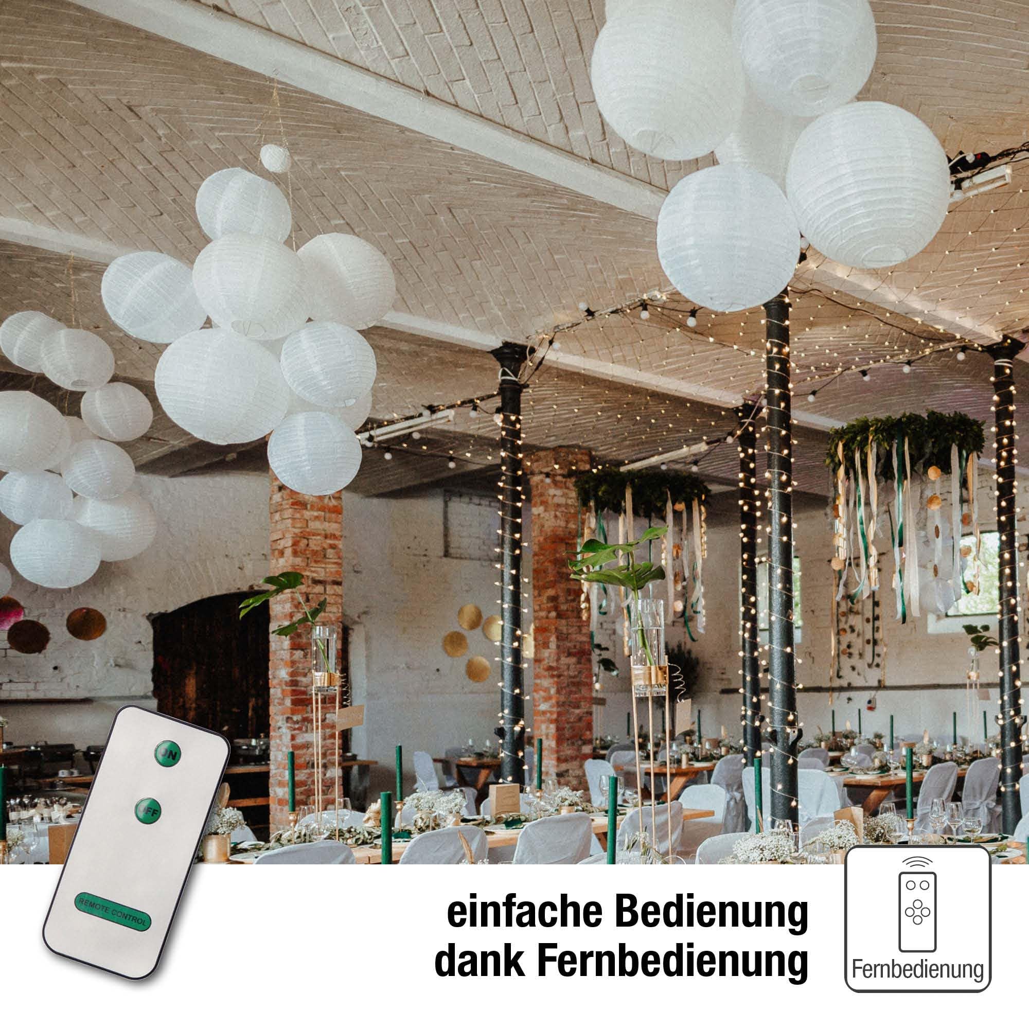 Hellum Lampions außen wetterfest 7er Set LED warmweiß mit Fernbedienung Ø30cm Ø25cm Ø20cm