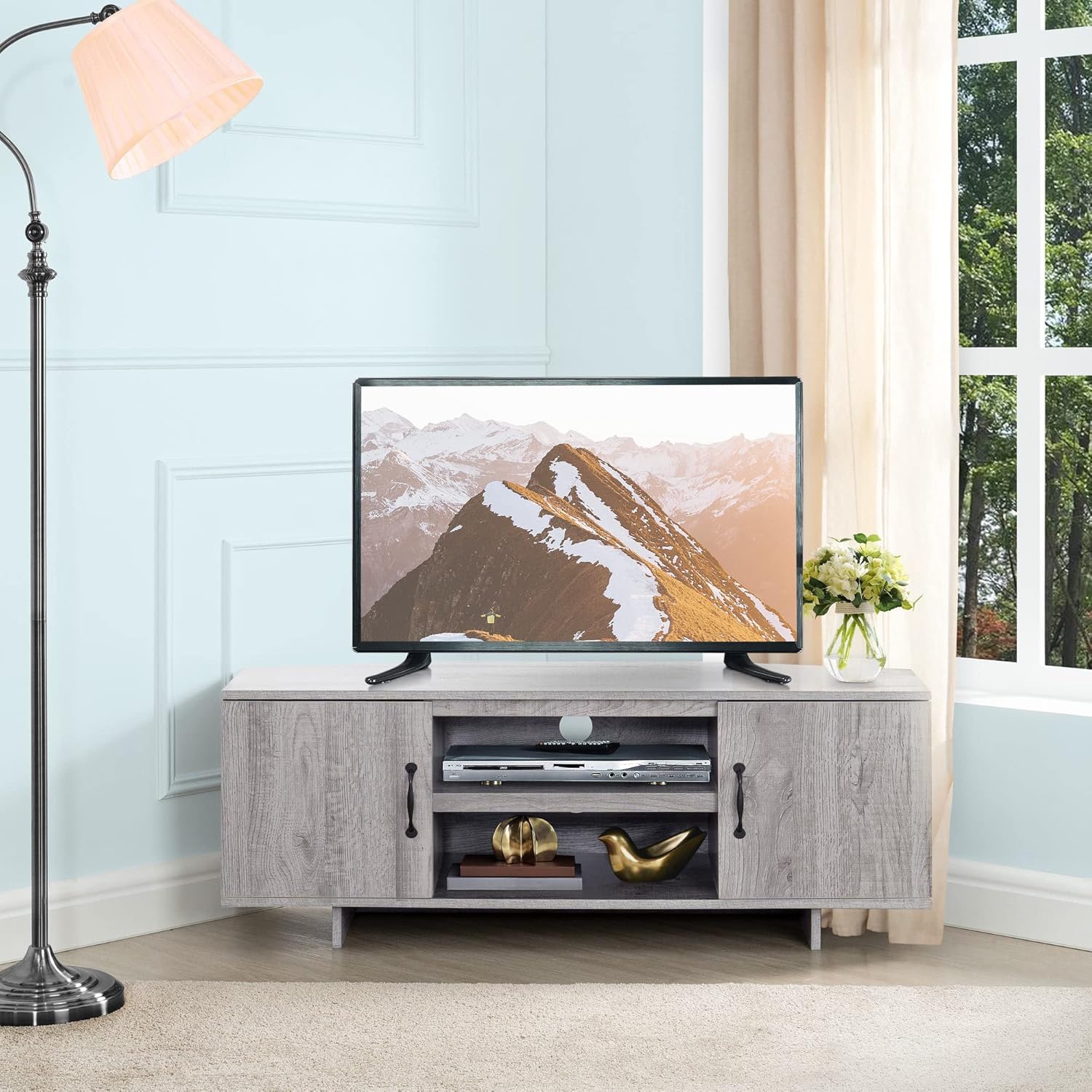 GSANEI Corner TV Stand for 50" TV, Modern Living Room with