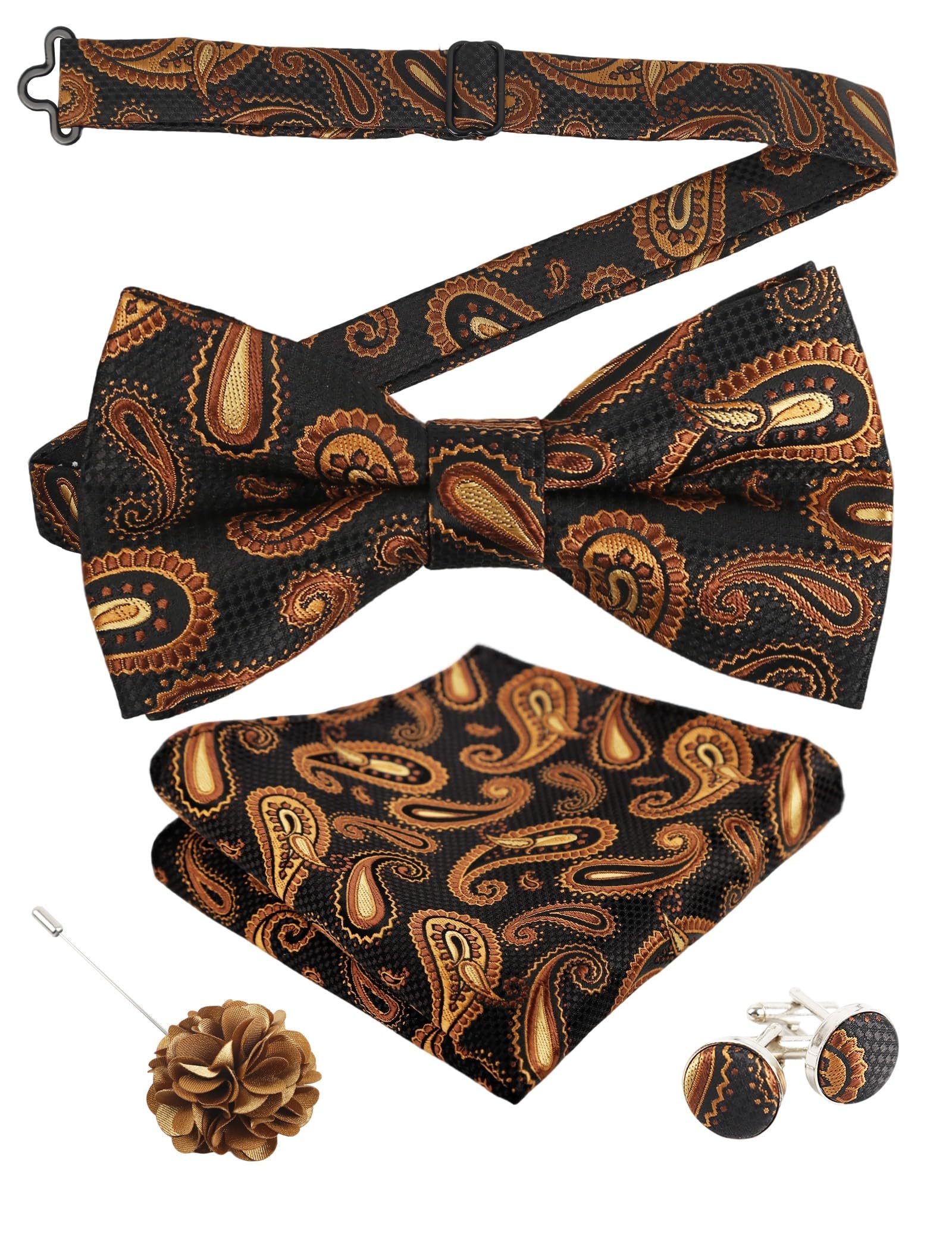 Alizeal Mens 4pcs Vintage Paisley Bow Tie Set