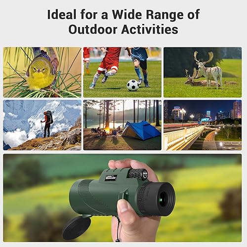 Miniatura 6 de Telescopio monocular de 80 x 100 para smartphone, monoculares para adultos de alta potencia HD compacto telescopio portátil con adaptador de
