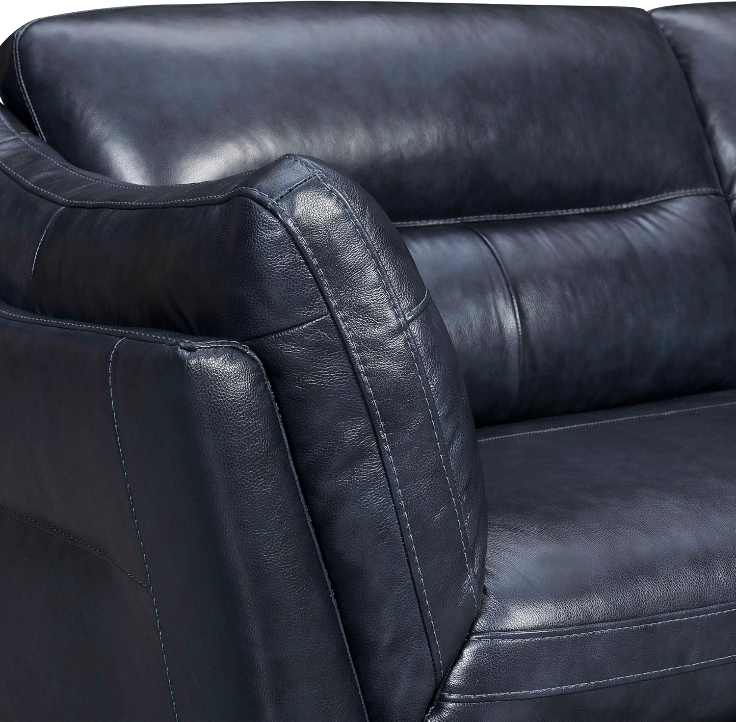 Armen Living Franz 87" Modern Blue Genuine Leather Sofa