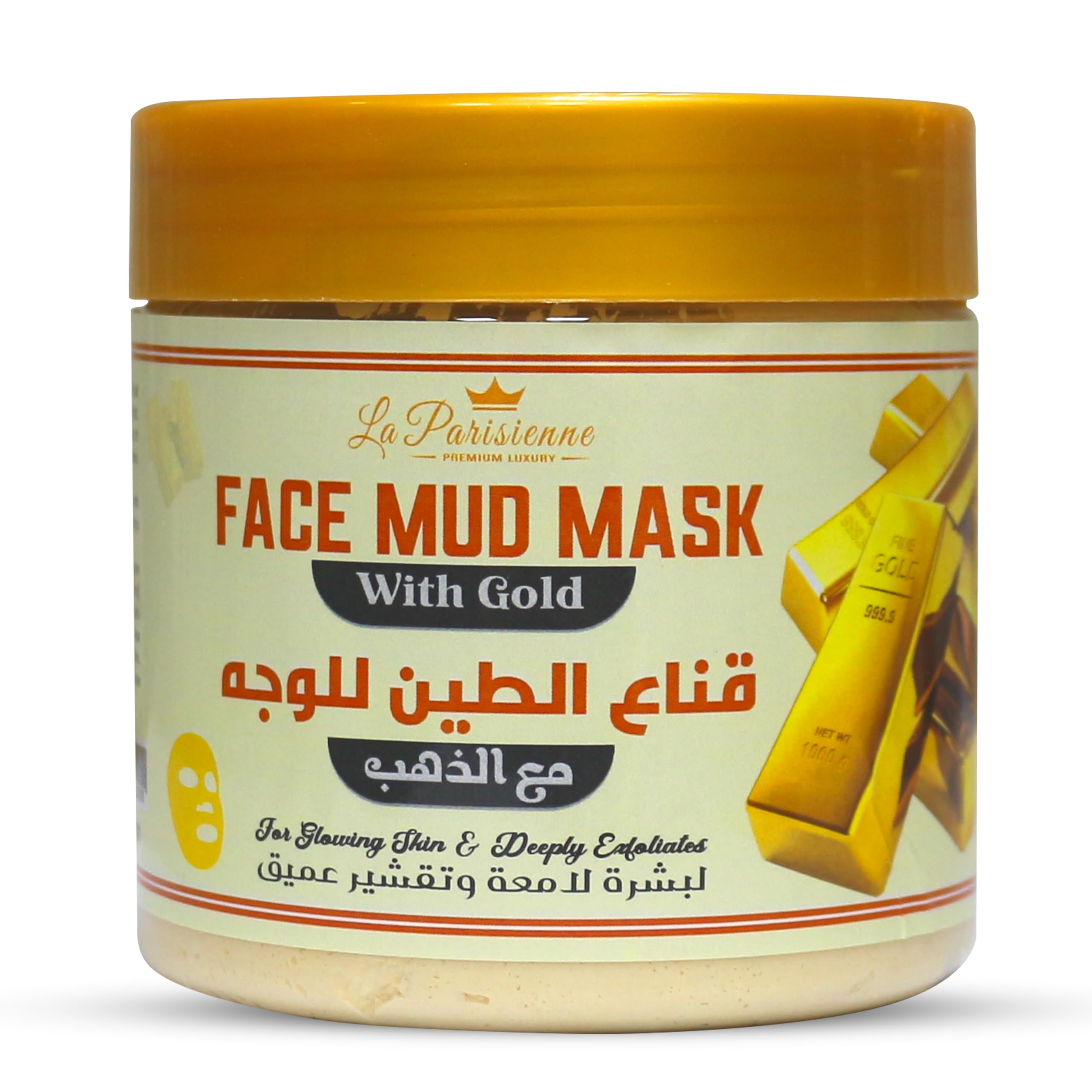ECOLYTE+ DisinfectantLa Parisienne Face Mud Mask, Spa Quality, Pore Reducer for Acne, Blackheads & Oily Skin, Skincare for Women & Men, Deeply Cleanse, Tightens & Exfoliate - (Gold, 500g)