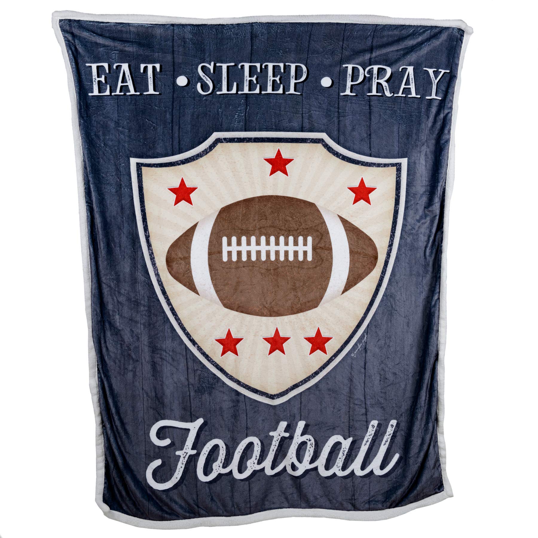 Premium Flannel and Sherpa Blanket Double-Layer -Inspirational Gift for Friends, Family -Birthday, Get Well-Comforting Super Soft Flannel Blanket(60x80)-Art by Jennifer Pugh(Eat Sleep Pray Football)
