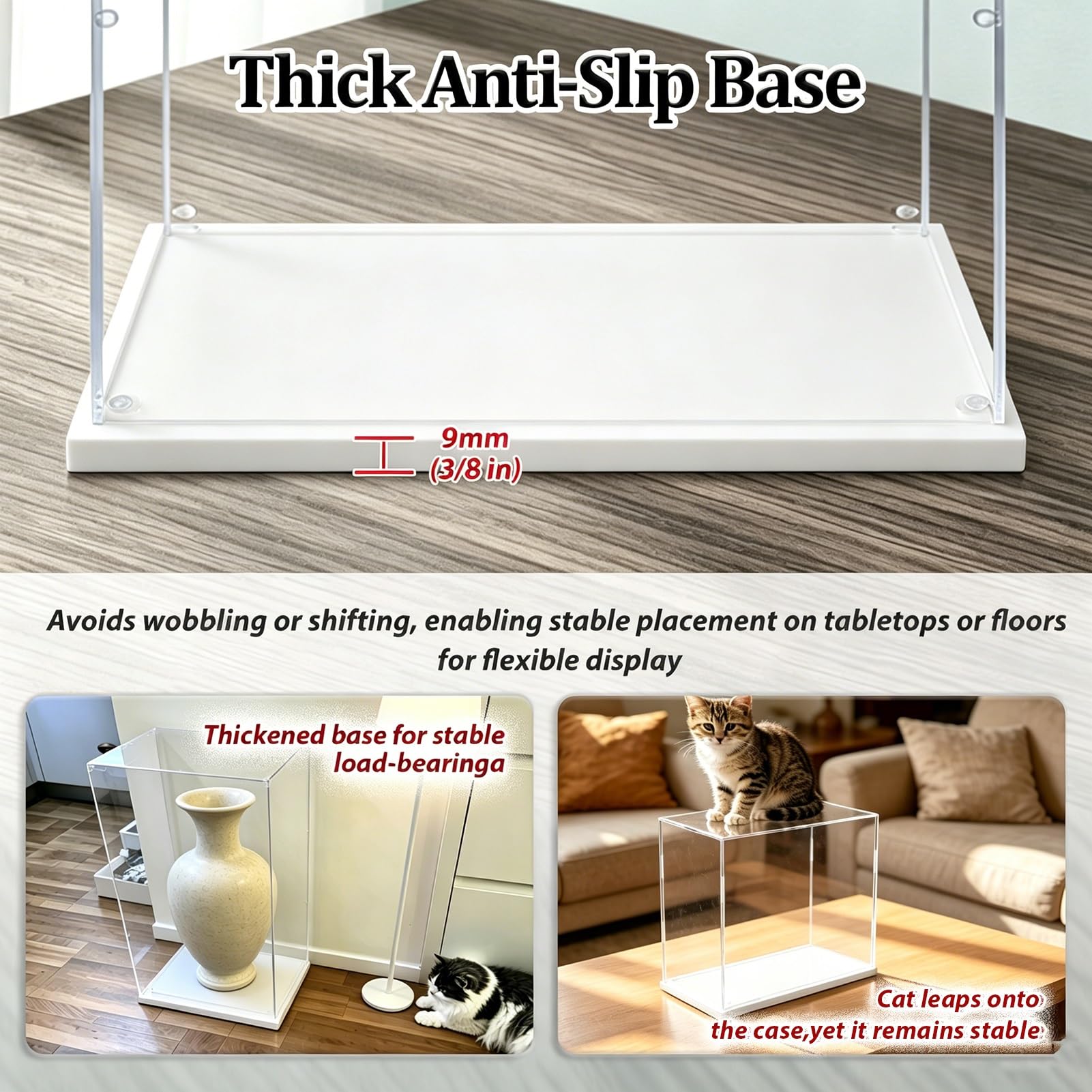 UrbanUp Urna Metacrilato Vitrina Cúbica de 15,20,25,30,40,50,60,70,80,90,100cm, Vitrina de Acrílico Transparente Impermeable con Base Blanca, Caja de Almacenamiento(25x40xH45cm/10x15x17)