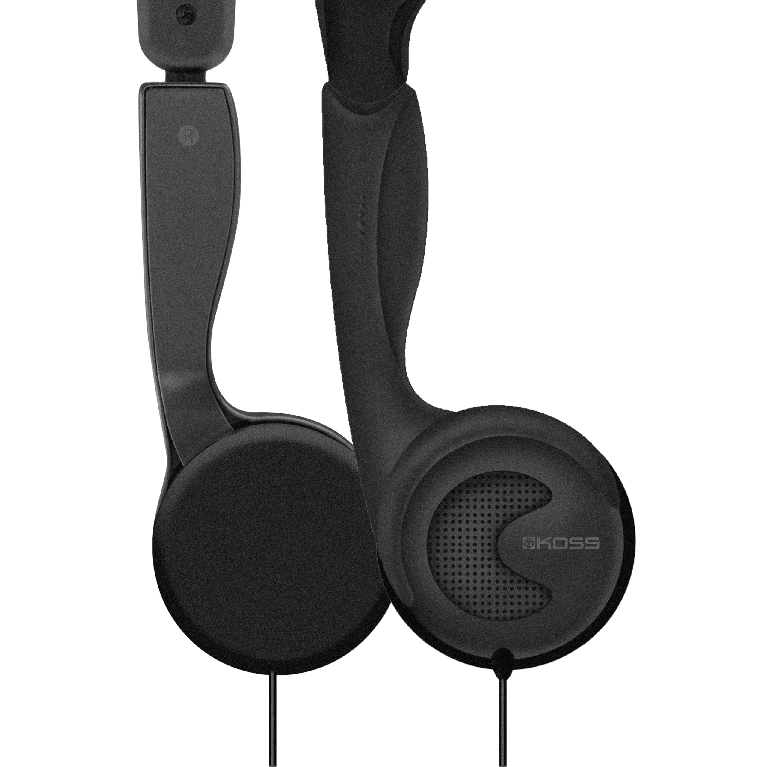 Koss KTXPro1 - Auriculares supraaurales de estilo retro, aspecto de los años 90, control de volumen en línea, enchufe de 3,5 mm, controladores dinámicos de titanio de 60 ohmios, color negro