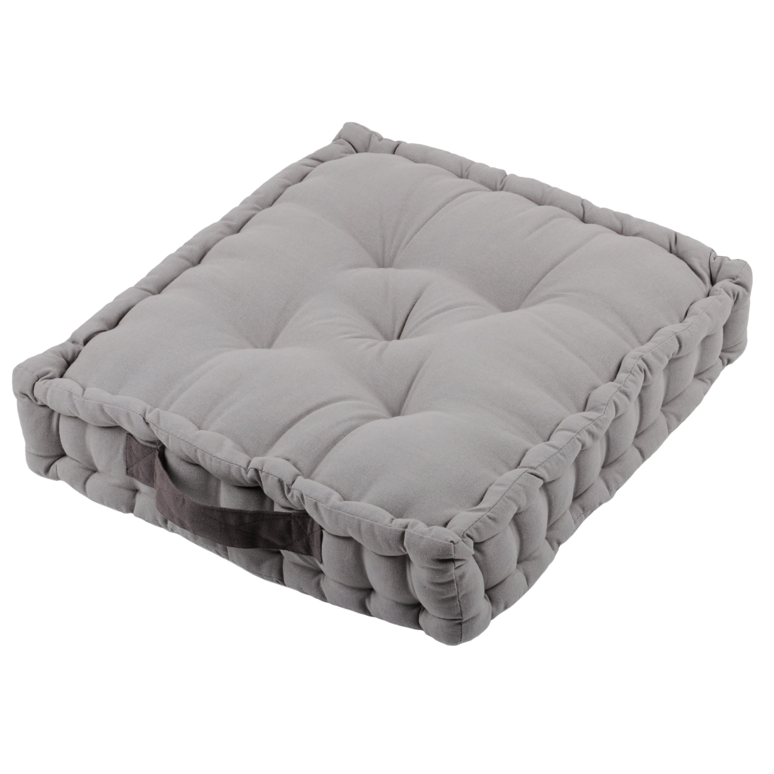Sitzkissen Uni aus Baumwolle (170g/m2) - 45x45x10cm - Bodenkissen, Stuhlkissen, Sitzerhöhung (Mausgrau/Hellgrau)