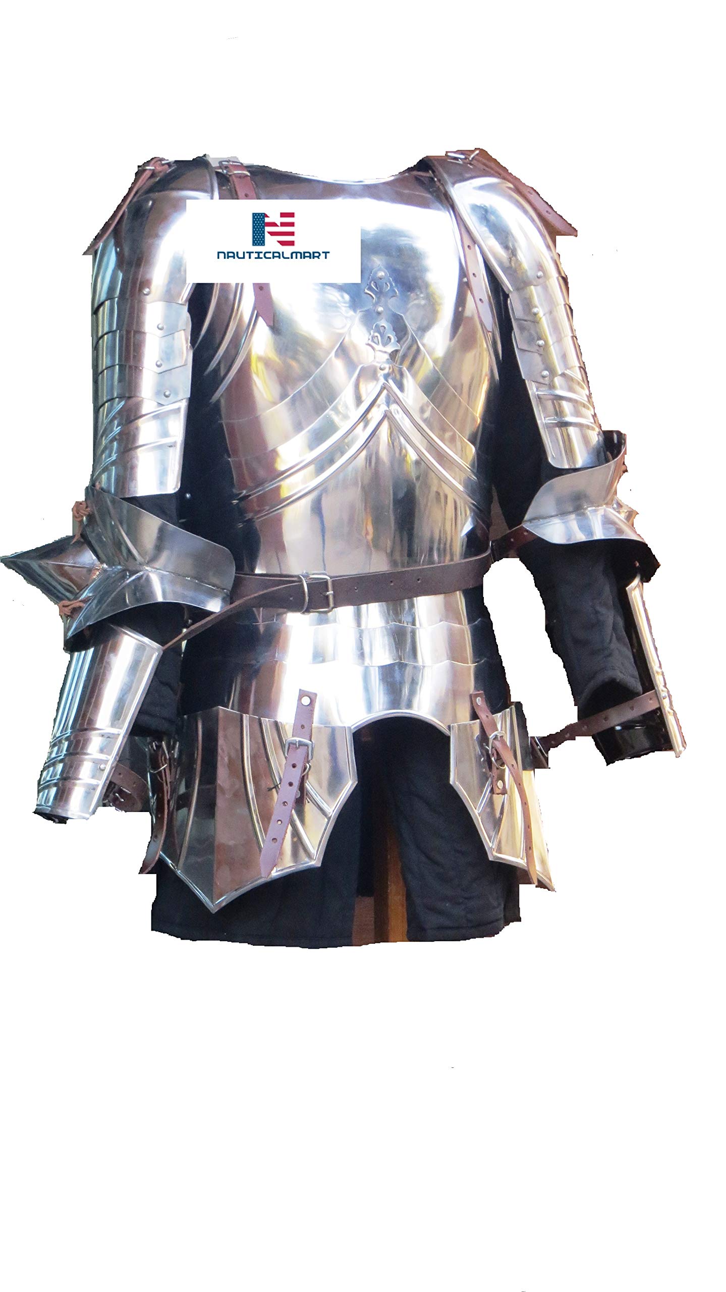 Gothic Half Suit of Armor Knight Medieval Half Suit Fully Wearable Halloween Costume Silver