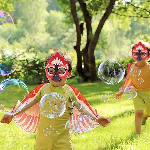 Miniatura 2 de Creatoy Disfraz de pájaro para niños, alas de águila, búho, loro, disfraz de cuervo halcón para niños y niñas con máscara, regalos de fiesta
