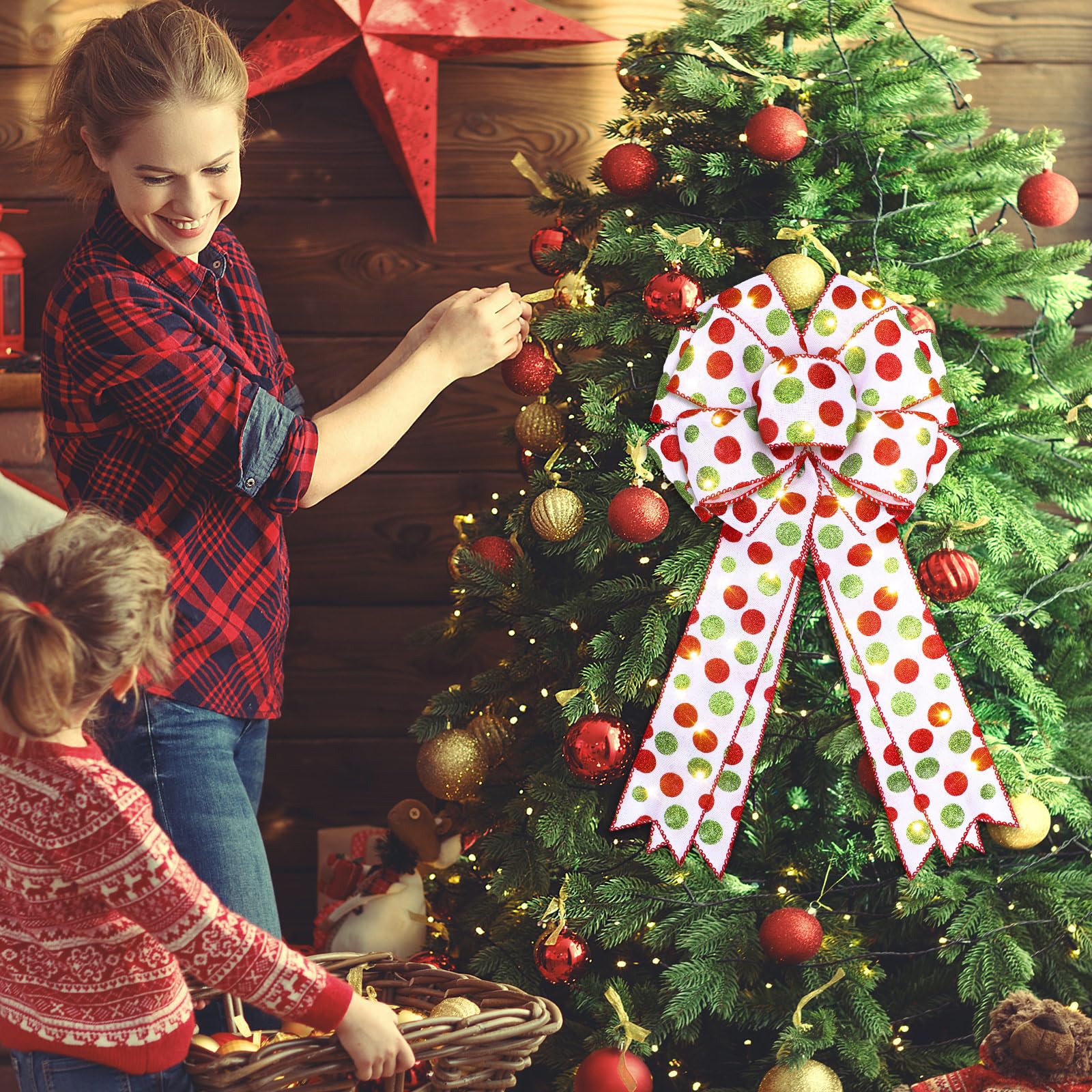 Lot De 12 Nœuds De Noël Rouges Pour Décorations De Sapin