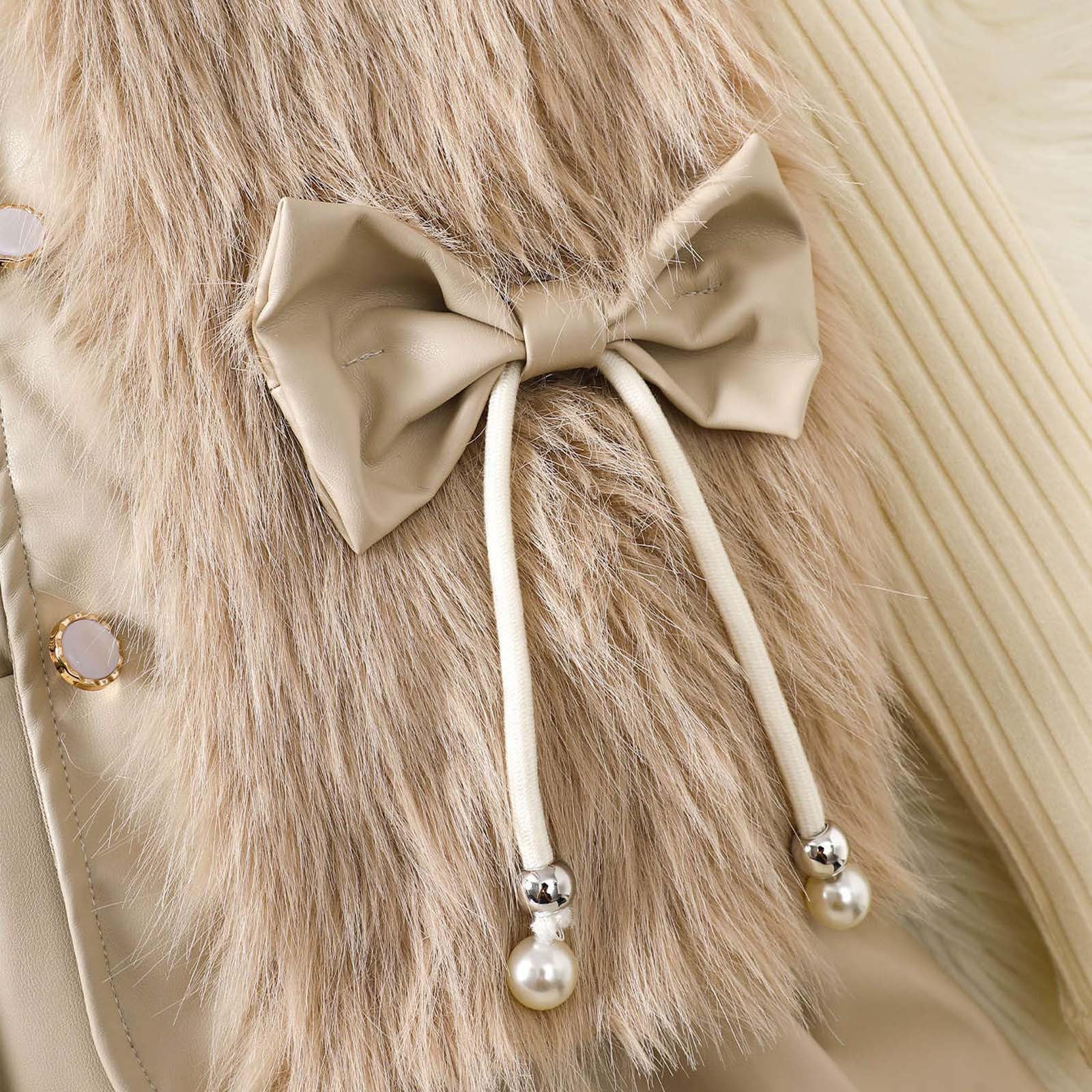 Generisch Gilet in pile alla moda, a maniche lunghe, con gonna a pieghe, set da tre pezzi per l'inverno, feste, scuola, tempo libero