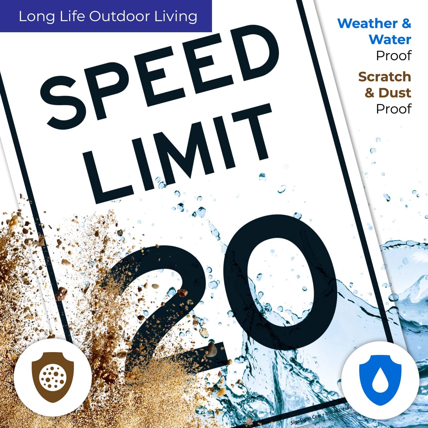 Speed Limit 20 MPH Sign, 12x18 Inches, Rust Free .063