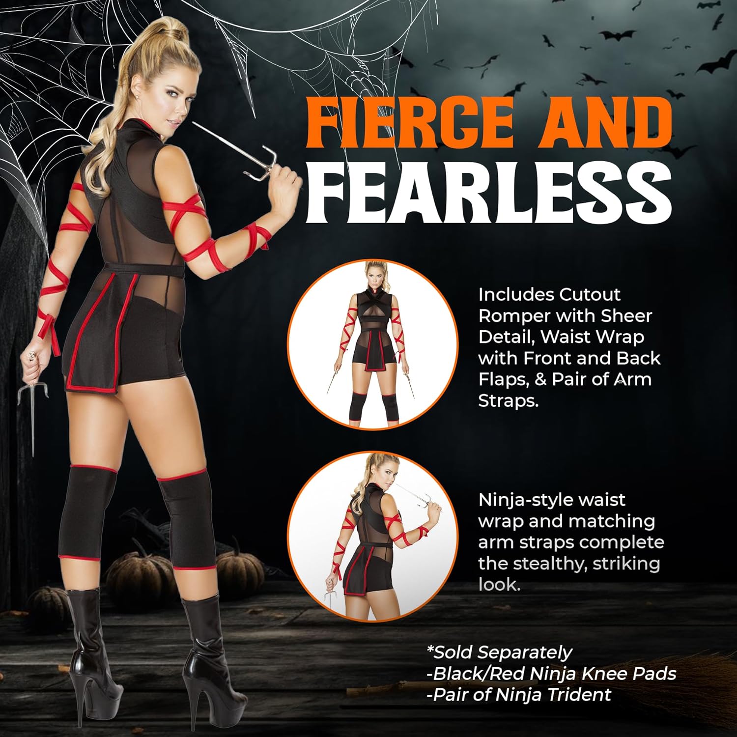 Roma Costume Womens Roma's 3 Pc Ninja Striker Costume