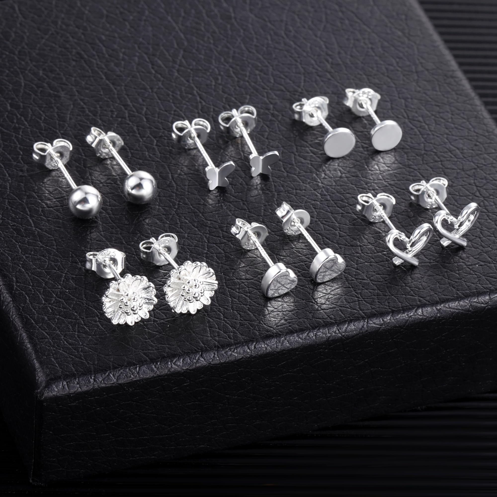 ASH'S CHOICE 6 Stück Damen-Ohrringe, Edelstahl, Piercing, Knorpel, Helix, S925/vergoldet 14 Karat