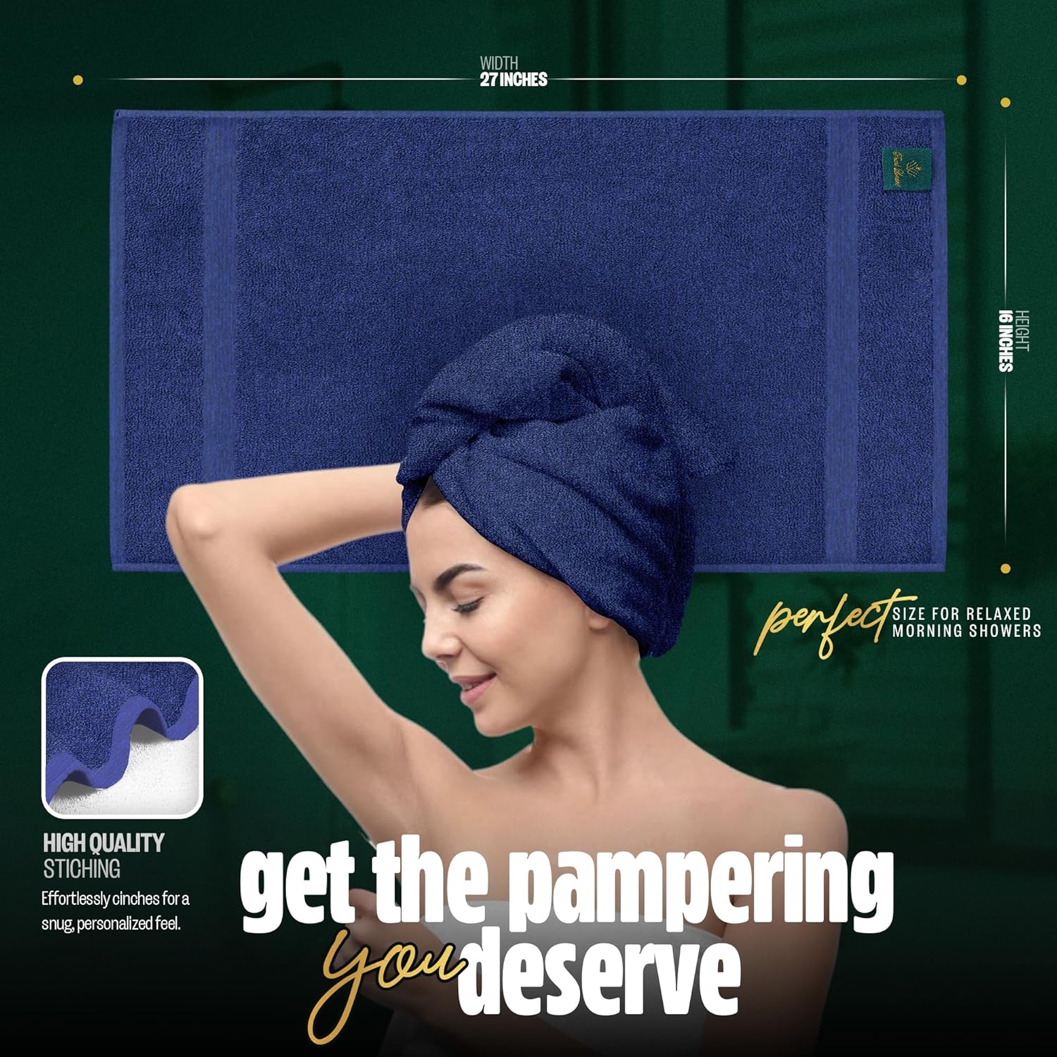 Pearl Linens Pack of 24 100% Cotton Hand Towels, Salon Towels for Spa, Gym and Bathroom Use, Hair Towels in Bulk, Soft, Absorbent, Quick Dry & Machine Washable, 16x27 inches, Light Blue - Image 2