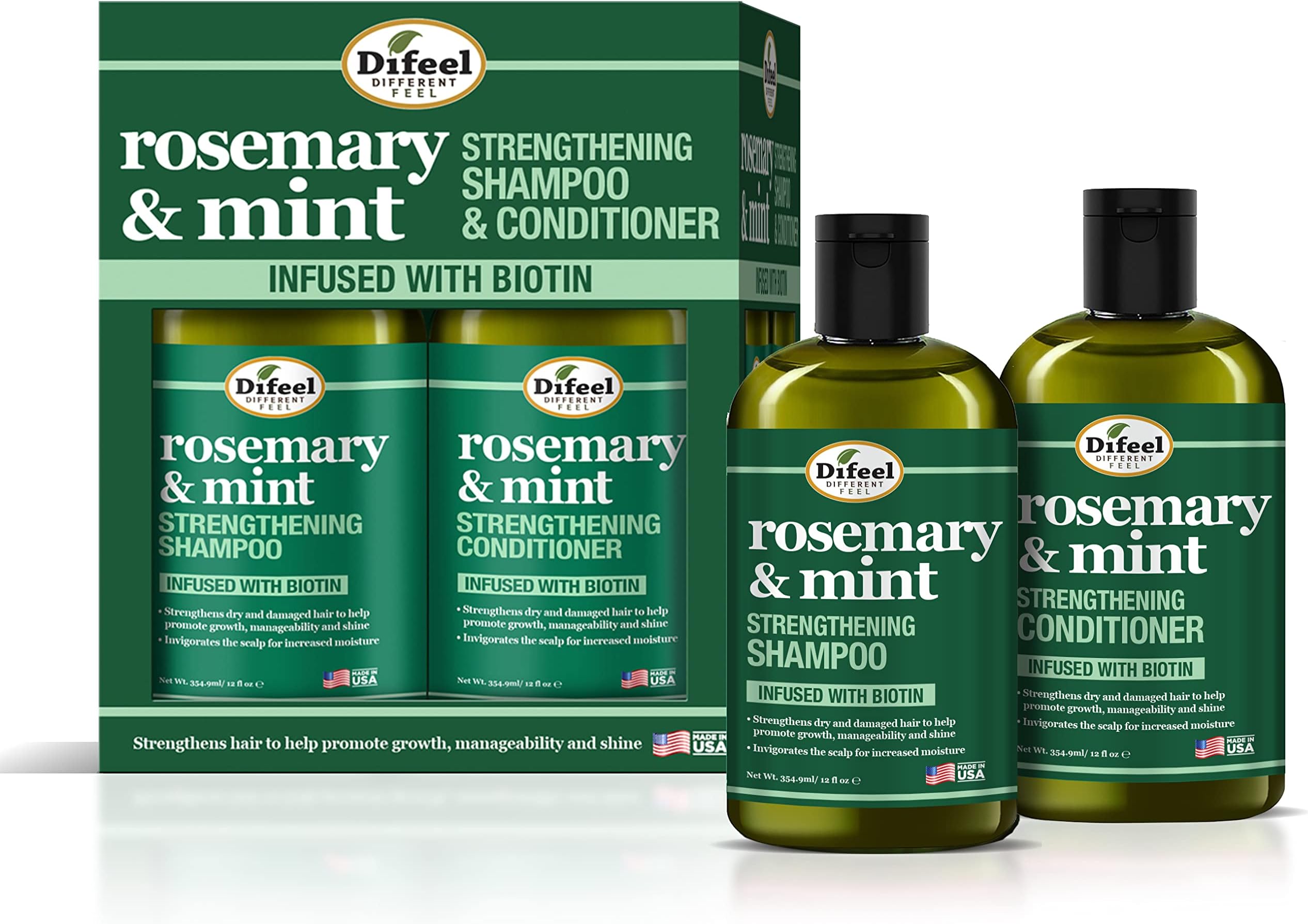 Difeel Rosemary and Mint Hair Strengthening Shampoo 12 oz