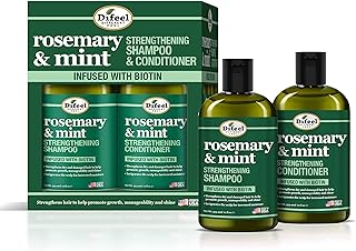 Difeel Rosemary and Mint Hair Strengthening Shampoo 12 oz & Conditioner with Biotin 12 oz 2-PC Boxed Set - Sulfate Free Shampoo & Conditioner, Paraben Free