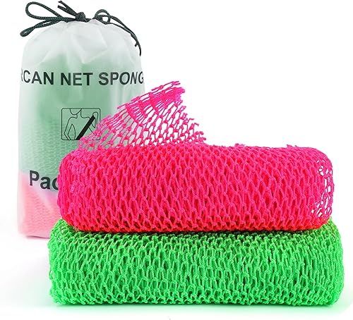 2 Piezas Esponja de Red Africana, Auténtica Real Esponja de Baño Exfoliante Africana, Paño de Lavado Esponja de Baño Loofah Exfoliante, Exfoliante