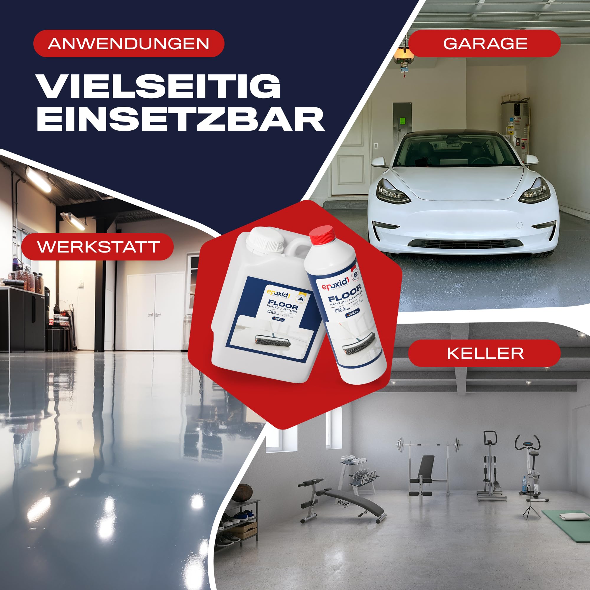 Epoxidharz Bodenbeschichtung [zum Aufrollen] - speziell für Nutzböden - 2k Betonfarbe für Garage, Keller & Werkstatt - Epoxidharz mit Härter, Kunstharz (RAL 7032 Kieselgrau, ~20m² (10kg))
