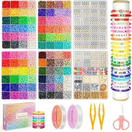 Paodey - Kit de fabricación de pulseras de la amistad, 96 colores, 900 cuentas de letras y números, dijes dorados y plateados y cuentas de arcilla