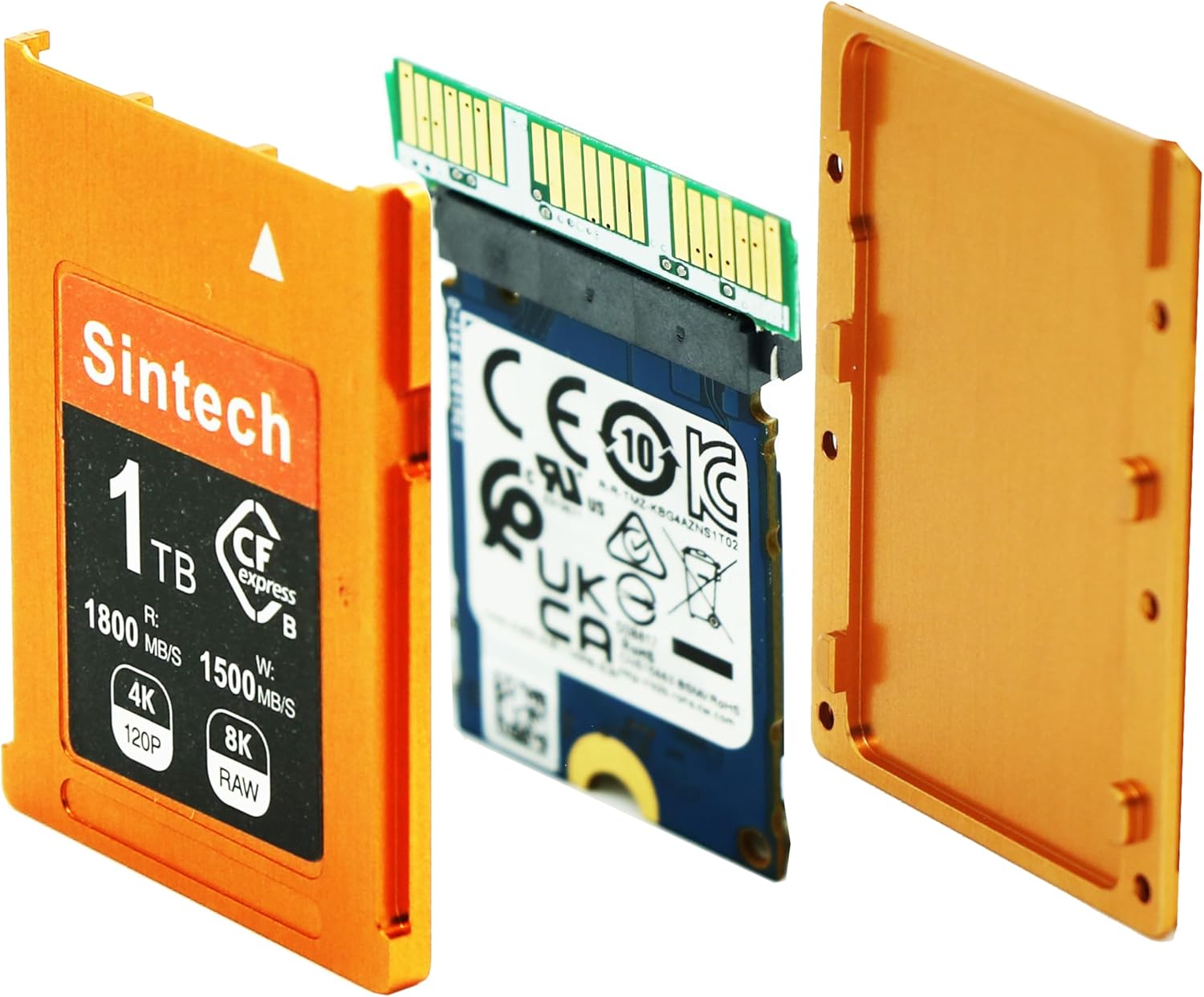 Sintech DIY CFexpress Type B Card,CFe Card to M.2 nVME 2230 SSD with Gold Case,Compatible with Nikon Z6 Z7 Z8 Z9 D6 D850,Canon R3 R5C